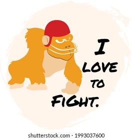 I love to fight Vector funny animals Cute animals: forest, farm, domestic, polar in cartoon style.