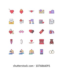 love filled outline icons 25