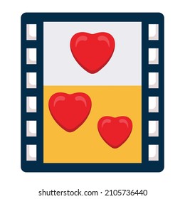 Love film strip Flat vector icon which can easily modify or edit 