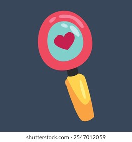 love find magnifier in flat vector design.
