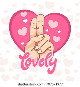 love finger gesture with hearth background wallpaper vector illustration