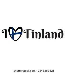  I love Finland, vector graphic, heart flag