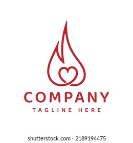 love and fire in line style vector logo design