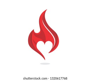 Love Fire logo Abstract. Fire Icon vector