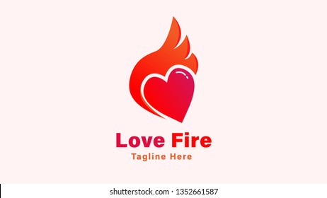Love Fire Logo Design Element.  Vector
