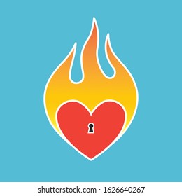 Love Fire Logo Design Element. Fire Heart Logo designs concept vector, Love Fire logo symbol icon.