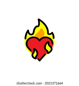 Icono vectorial del elemento de diseño del logotipo de incendio de amor. Corazón sobre símbolo de llama aislado. EPS vectorial 10