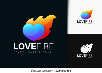 Love fire logo design with gradient