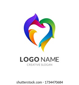 Love Fire Logo, Heart Flame Colorful Logo Design