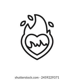 Love Fire Outline Icon Vector Illustration
