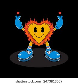 Love In Fire Vintage Mascot Character
