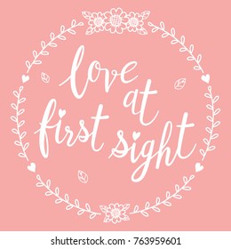 Love at First sight calligraphy isolated qoutes.