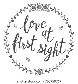 Love at First sight calligraphy isolated qoute.