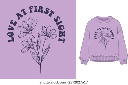 Love at first sight slogan vector illustration for t-shirt and other uses