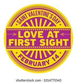 Love at First Sight - Valentine's Day Poster or Stamp Abstract Design, vector illustration