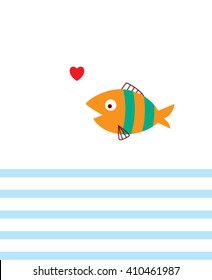love fish card vector