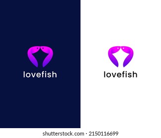 love with fish logo design template