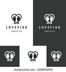 Icono del logotipo de Love Fish plantilla de diseño plano