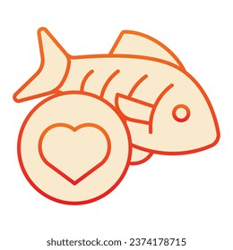 Love fishing flat icon. Fish and heart orange icons in trendy flat style. Love seafood gradient style design, designed for web and app. Eps 10