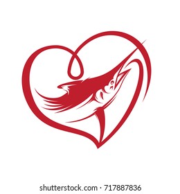 Love Fishing Logo Vector