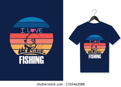 I Love Fishing. Typography Vector graphic for t shirt. Vector Poster, typographic quote or t-shirt.