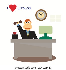 I love fitness concept on businessman at desk