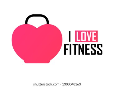 Love Fitness logo design template, dumbbell icon, sport club symbol, vector illustration