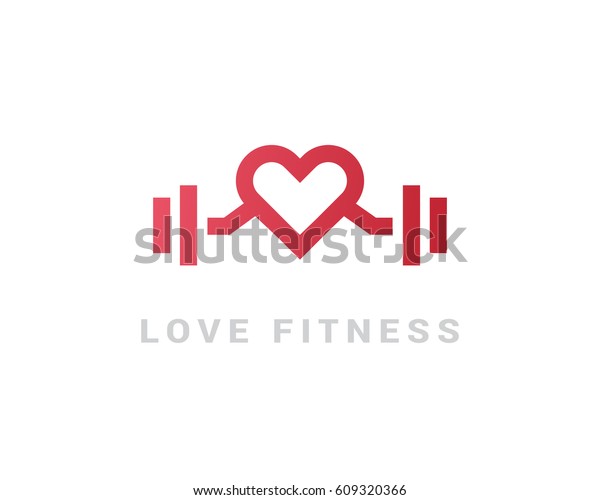 Love Fitness Vector Logo Monogram Hearts Stock Vector (Royalty Free