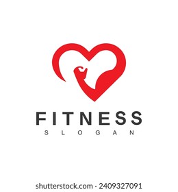 Love fitnesss logo. Female fitness gym concept. Vector logo, label, icon. Design for woman sports club, workout and bodybuilding.