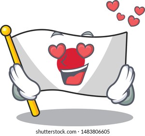 In love flag Japan in the cartoon shape