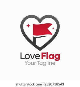 Love Flag Logo Design Template. Good for Business, Agency, Community and Organization