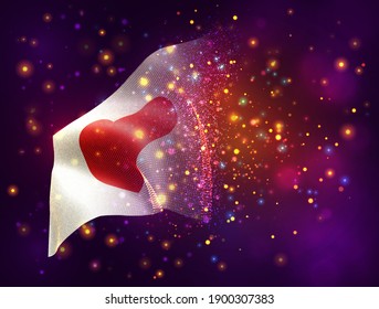 love flag on pink purple background with lighting and flares