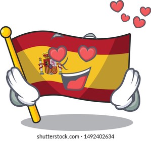 In love flag spain isolated in the cartoon