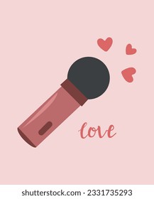 love Flat Design  Illustration with Microphone