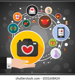 Love flat icon concept. Vector illustration. Element template for design.