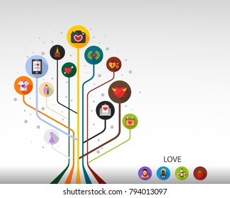 Love flat icon concept. Vector illustration. Element template for design.