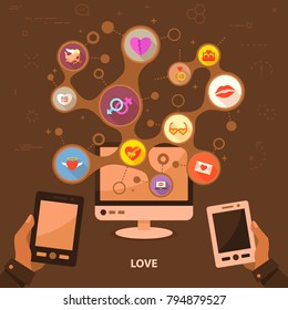 Love flat icon concept. Vector illustration. Element template for design.