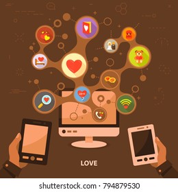 Love flat icon concept. Vector illustration. Element template for design.