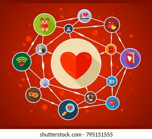 Love flat icon concept. Vector illustration. Element template for design.