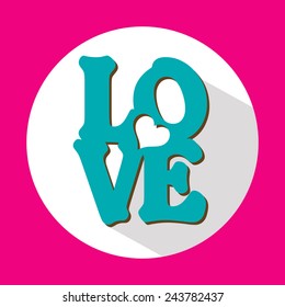 Love, flat icon with long shadow, vector illustration
