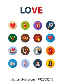 Love flat icon set. Vector illustration. Element template for design.
