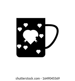 I love the flat mug mustache icon. Color icon of Father's Day gift in a trendy flat style. Black design with white background vector illustration of eps 10