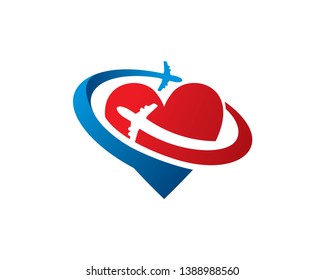 Love Flight Logo Template, Icon, Symbol