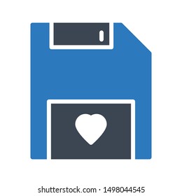 love floppy glyph colour vector icon