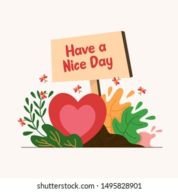 Love Floral Flat Vector Illustration