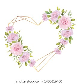 love floral frame background with carnations flower 