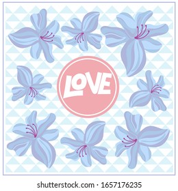 love Floral greeting card and invitation template for wedding or birthday anniversary, Vector circle shape of text box label and frame,  flowers wreath ivy style with branch and leaves.