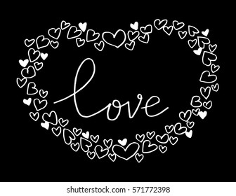 Love floral heart. Hand drawing illustration