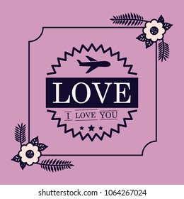 love floral seal card design
