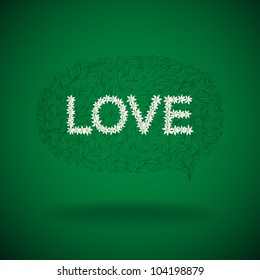 Amor, bolha de fala floral, ilustração eps8 vetorial